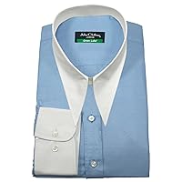 Sky Blue White Spear Collar Men's Shirt Long Pointed Goodfellas Vintage Style