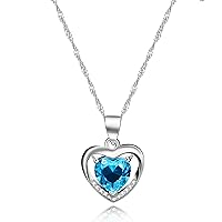 Uloveido Platinum Plated Heart Shaped Cubic Zirconia Crystal Pendant Necklace for Women