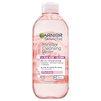 Garnier Micellar Water with Rose Water and Glycerin, Facial Cleanser & Makeup Remover, All-in-1 Hydrating, 13.5 Fl Oz (400mL), 1 Count (Packaging May Vary)