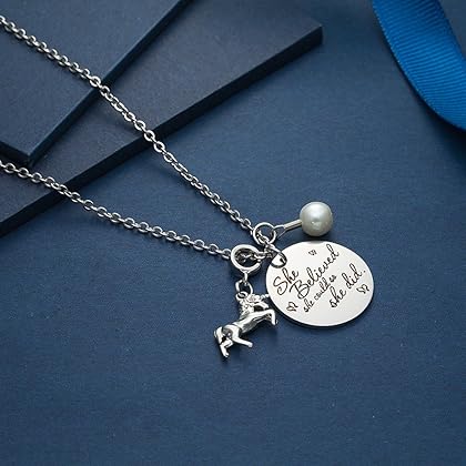 Inspirational Jewelry Necklace for Women Girls Gift - She Believed She Could So She Did