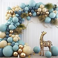 PartyWoo Blue and Gold Balloons, 140 pcs Boho Blue and Chrome Gold Balloons Different Sizes Pack of 18 Inch 12 Inch 10 Inch 5 Inch for Balloon Garland Arch as Birthday Decorations, Party Decorations
