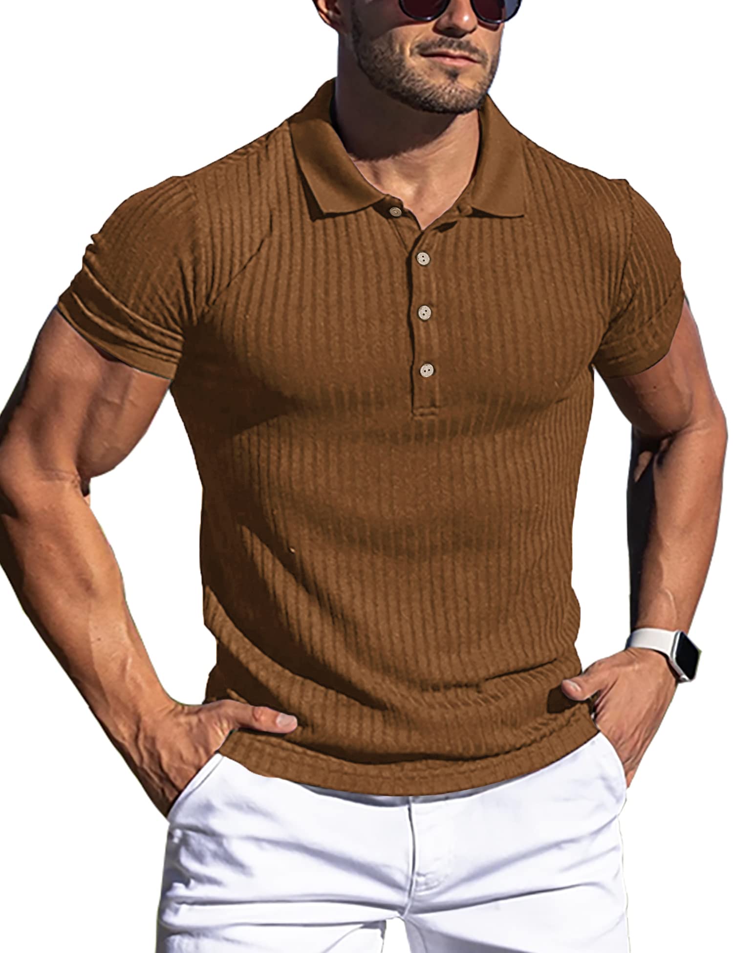 Mua URRU Men's Muscle T Shirts Stretch LongShort Sleeve Workout Tee Casual  Slim Fit Polo Shirt trên Amazon Mỹ chính hãng 2023 Giaonhan247
