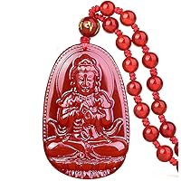 Buddha Pendant Necklace Bodhisattva Amulet Talisman Made of Agate Gemstone red green (red agate Vairocana (Wisdom))