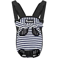 Pawaboo Pet Carrier Backpack, Adjustable Pet Front Cat Dog Carrier Backpack Travel Bag, Legs Out, Easy-Fit for Traveling Hiking Camping for Small Medium Dogs Cats Puppies, Small, Blue & White Stripes