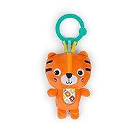 Bright Starts Jingle Joy Reach & Rattle Toy for Stroller - Tiger with Chime Sounds - Unisex, Newborn +