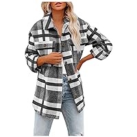 Flannel Shirts for Women Oversized Plaid Button Down Shacket Fall Winter Fashion Shirts 2023 Long Sleeve Jacket Tops