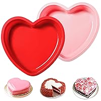Webake Silicone Heart Shaped Cake Pans, 8 Inch Nonstick Heart Cake Pan Valentine's Day Baking Heart Cake Mold, Set of 2