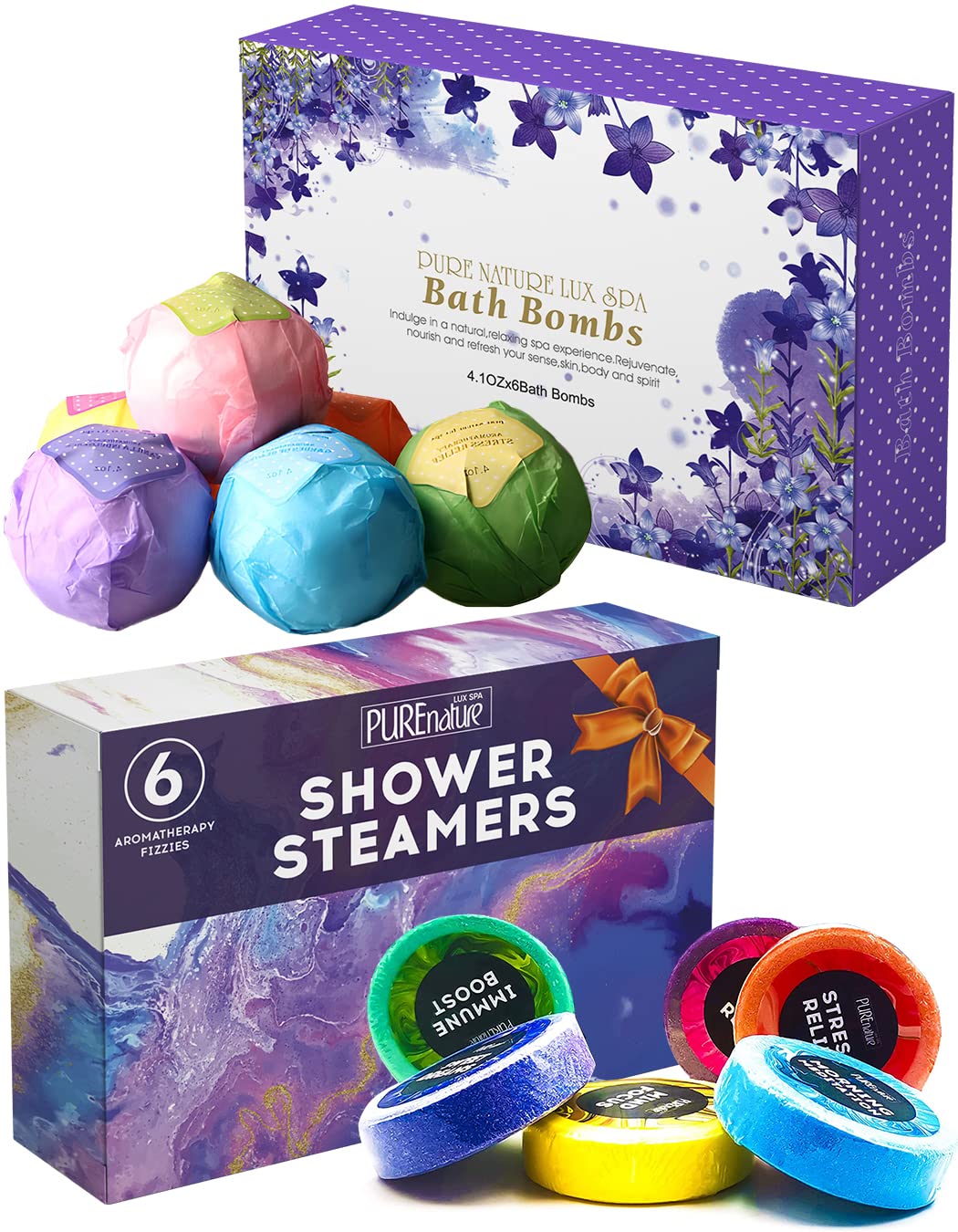 Aromatherapy Shower Steamers and Bath Bombs Gift Set - Stress Relief and Relaxation Spa Gifts for Women and Mom Who Has Everything - Relaxing Tablets with Eucalyptus, Lavender for Relaxation.