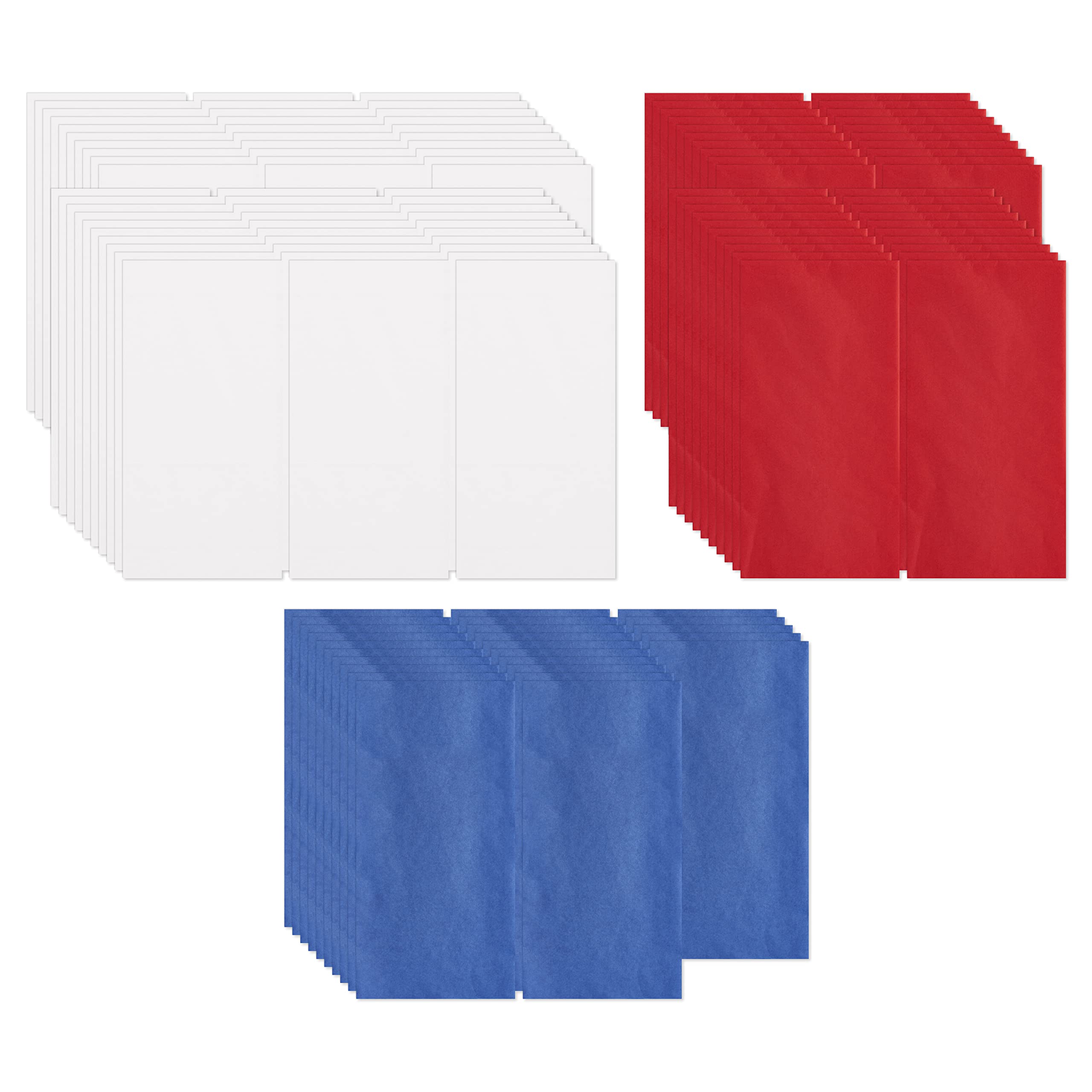 American Greetings 125 Sheets 20 in. x 20 in. Bulk Red, White, and Blue Tissue Paper for Birthdays, Holidays and All Occasions