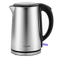 COSORI Electric Kettle, Tea Kettle Pot, Stainless Steel Double Wall, 1500W Hot Water Kettle Teapot Boiler & Heater, Automatic Shut Off & Boil-Dry Protection, BPA Free, 1.5L, Silver