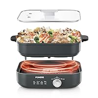 FOHERE 4.8Qt Hot Pot Electric, Ceramic Nonstick Electric Pot for Cooking, 1300W Electric Shabu Shabu Pot w/Dual Temperature Control for Home, Party, Family & Friend Gathering