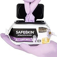 SAFESKIN Disposable Nitrile Gloves in POP-N-GO Pack of 50 or 200 Powder Free - Hair, Cleaning, Medical Use, Food Handling