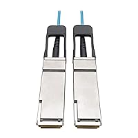 Tripp Lite QSFP+ to QSFP+ Cable (M/M), QSFP+ Active Optical Cable, 40 Gbps Ethernet, AOC, Aqua, 1 m (N28F-01M-AQ)