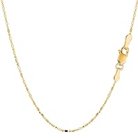 Jewelry Affairs 14k Yellow Gold Diamond Cut Bead Chain Necklace, 1.0mm