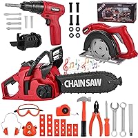 Toy Chainsaw for Kids Chainsaw Toys Pretend Play Series Kids Tool Set Kids Outdoor Electronic Power Tools Toys 36 PCS Toy Tool Sets for Toddlers Boys Girls 3 4 5 6 7 8 9 10 11 12 Years Old