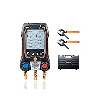Testo 550s AC Manifold Gauge Set – Manifold Gauges Hvac and Refrigeration – Incl. 2x 115i Pipe Clamp Thermometer - AC Recharge Kit with superheat and subcooling – AC Gauge Set with Bluetooth