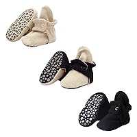 Zutano Cozie Fleece Baby Booties with Grippers, Stay-On Baby Shoes, Bundle, 18M