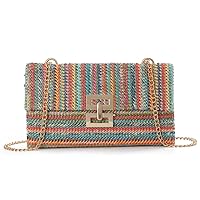 Ynport Straw Clutch Purses for Women Summer Woven Evening Handbags Wicker Rattan Envelope Wallet Chain Shoulder Bag 2024