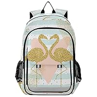 ALAZA Flamingos Golden Heart Love Backpacks Travel Laptop Backpack