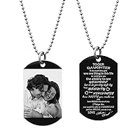 To Our Daughter From Mom And Dad Photo Engraving Custom Dog Tag Key Chain/Necklace - Black/Blue