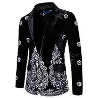 Peak Lapel Suit Men Ethnic Style Velvet Suit Gold Thread Embroidery Performance Suit Slim Fit Stage Suit Mens