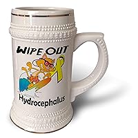 3dRose Wipe Out Hydrocephalus Awareness Ribbon Cause Design - Stein Mug, 18oz , 22oz, White