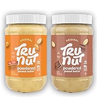 Tru-Nut Peanut Butter Powder - Original & Chocolate Flavor 16oz Jars - Vegan Protein Powder - Gluten Free - Low Net Carbs - Non-GMO - Low Calorie Peanut Butter