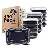 Freshware Meal Prep Containers [150 Pack] 1 Compartment Food Storage Containers with Lids, Bento Box, BPA Free, Stackable, Microwave/Dishwasher/Freezer Safe (28 oz)