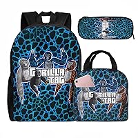 Anime Gorilla Game Tag Primary School Backpack Set With Lunch Box Pencil Case Elementary Daypack Knapsack College Bookbag Laptop Bag gifts