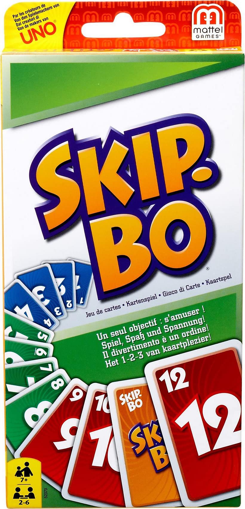 Mattel Games, Skip-BO Card Games for Ages +7, Card sequencying Family Game from UNO Creators, 52370