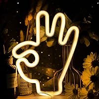 Neon Signs LED Light, OK Gesture Neon Light Hand Shape Lights for Wall Decor Usb/Battery Power Wall Mount LED Neon for Wedding Party Man Cave Beer Bar Bedroom