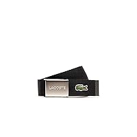 Lacoste Men's Black Engraved Buckle Fabric Belt, Brand Size 100 CM