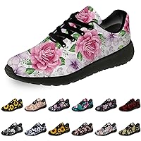 Flower Shoes for Women Men Running Shoes Womens Mens Comfortable Walking Tennis Sneakers Floral Shoes Gifts