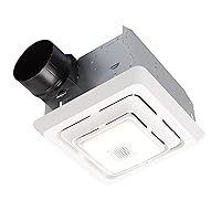 Broan-NuTone SPK80L Bluetooth Speaker Ventilation Fan with LED Light, 80 CFM, 2.5 Sones, White