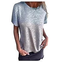 Women's T Shirts Scooped Neck Cotton Tshirts Outfits Clothes 2024 Boho Workout Tops Summer Women's Tee