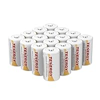 Tenergy D Size 5000mAh NiCd Button Top Rechargeable Batteries - 16 Pack