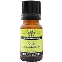 Plantlife Basil Aromatherapy Essential Oil - Straight from The Plant 100% Pure Therapeutic Grade - No Additives or Fillers - 10 ml