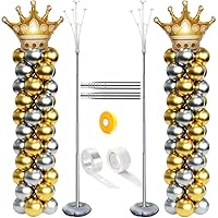 Balloon Stand Kit, 9 Feet Balloon Arch for Floor, 2IN1 Sets Ballon Column Holder with Weights Base and Stick, Metal Backdrop Stands for Parties, NO Need Helium Tank for Balloons at Home