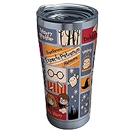 Tervis Harry Potter Charms Tiles Triple Walled Insulated Tumbler Travel Cup Keeps Drinks Cold & Hot, 20oz Legacy, Stainless Steel
