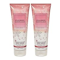 Bath & Body Works Strawberry Snowflakes Ultimate Hydration Body Cream For Women 8 Fl Oz 2- Pack (Strawberry Snowflakes)