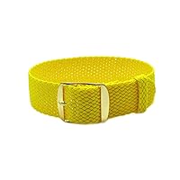18mm Yellow Perlon Braided Woven Watch Strap with Golden Buckle