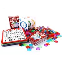 Complete Calling Bingo Game Set with 100 Bingo Cards, 1000 Colorful Bingo Chips & Bingo Calling Cards Deck for Adults & Seniors. Great for Family/Friend Parties, Large Groups, Bingo Night