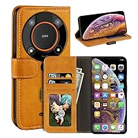Case for AGM Glory Qualcomm 5G, Magnetic PU Leather Wallet-Style Business Phone Case,Fashion Flip Case with Card Slot and Kickstand for AGM Glory Pro 5G 6.53 inches-Lightbrown Yellow