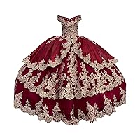 2023 Stunning Gold Flower Embellishment Ball Gown V Neck Formal Quinceanera Prom Mexican Party Long