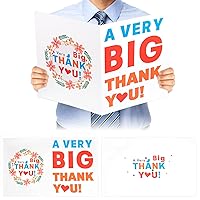 Giant Thank You Card with Envelope, 14 x 22 Inch Very Big Thank You Jumbo Greeting Card, Oversize Group Team Card Jumbo Message Greeting Cards for Wedding Graduation Baby Shower Party Gift (classic)