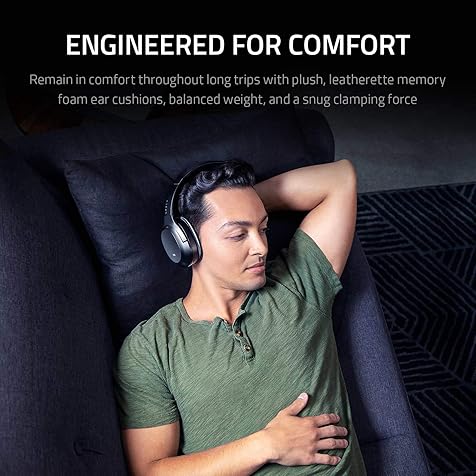 Opus Active Noise Cancelling ANC Wireless Headphones: THX Audio Tuning - 25 Hr Battery - Bluetooth 4.2 & 3.5mm Jack Compatible - Auto Play/Auto Pause - Carrying Case Included - Midnight Blue