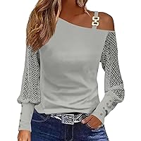 Womens Cold Shoulder Tops Twist Front Long Sleeve Casual Asymmetrical Fall Shirts Comfy Solid Color Tops Tee Shirt