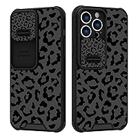 for iPhone 13 Pro Max Case with Slide Camera Cover Cute Black Leopard Cheetah Print Design for Women Girls Anti-Scratch Hard PC Shockproof Protective Phone Case for iPhone 13 Pro Max 6.7 Inch