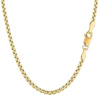 Jewelry Affairs 14k Yellow Gold Round Box Chain Necklace, 3.4mm