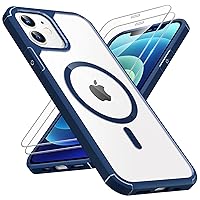 TAURI for iPhone 12 Case/iPhone 12 Pro Case, Compatible with Magsafe [Yellowing Resistant] with 2X Screen Protector, Military-Grade Protection, Slim Magnetic Phone Case, Blue